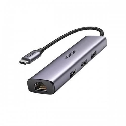 Bộ chia Type C ra 4 cổng USB 3.0 + Giga Lan RJ45 Ugreen 60718 + có cổng sạc Type C
