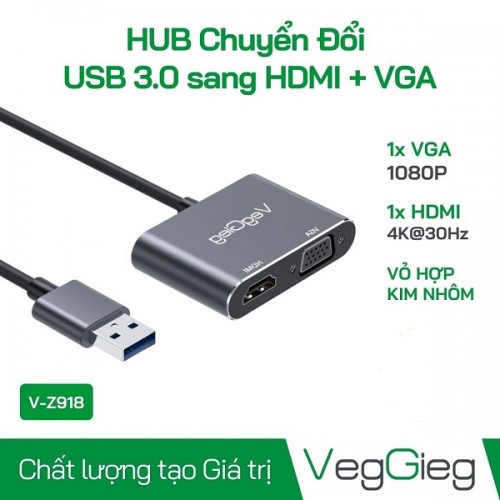 Cáp chuyển đổi USB sang HDMI/VGA (V-Z918)